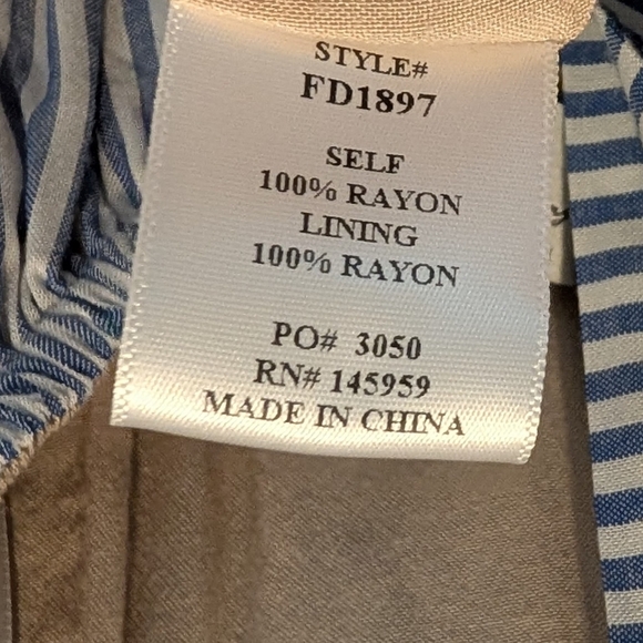 Dress Forum LA Blue and White Striped Midi Dress Sz Small - Picture 2 of 9